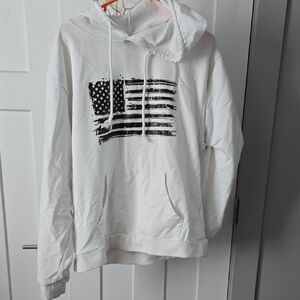 White Hoodie with Black Flag Design